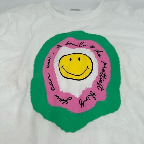SANDRO Smiley-face Print T-shirt In White Size Medium - Picture 4 of 9